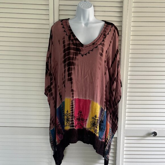 Multicolor Tie-Dye Rayon Swim Coverup, One Size. Excellent Condition - Picture 1 of 2